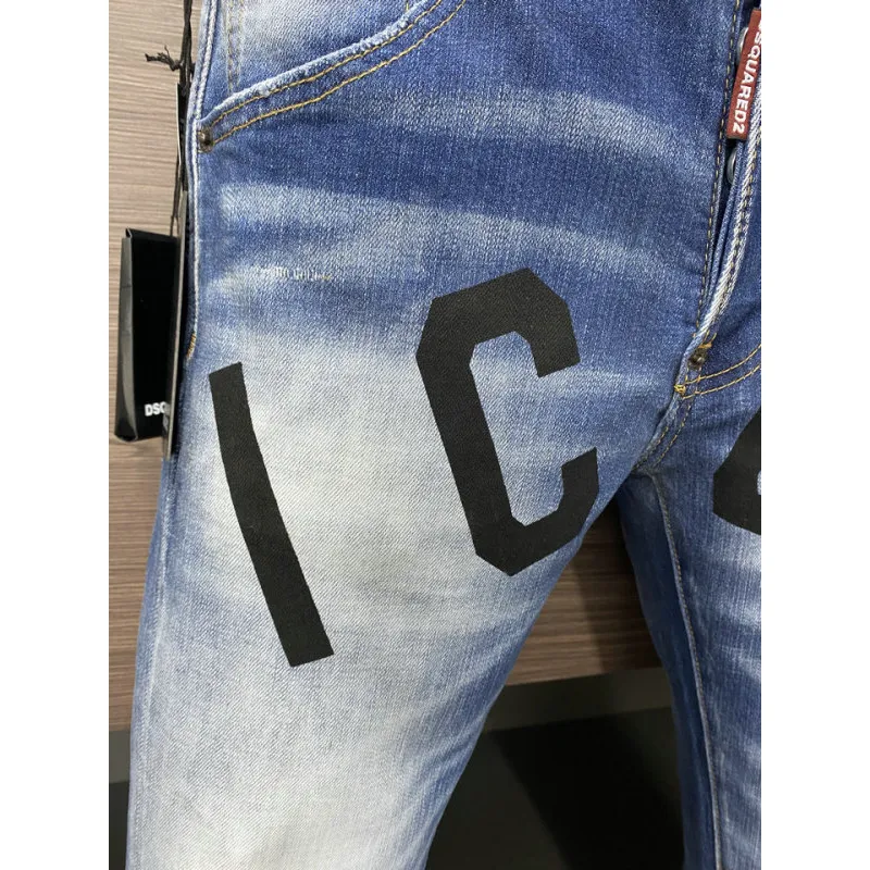 2025 DSQ2 Mens Denim Jeans  Bold ICON Print with Faded Wash for Trend - Setting Gentlemen #A54903