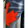 2025 DSQ2 Mens Denim Jeans Bold Red Maple Leaf Print with Faded Wash for Trendy Gentlemen #A54911