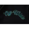 Off-White Black Hoodie with Blue Green Glitter Logo and Front Pocket for Men and Women #A54251