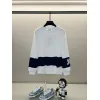 Burberry - Inspired White/Black Sweatshirt With Navy Stripe And Iconic Motif Design #A54393