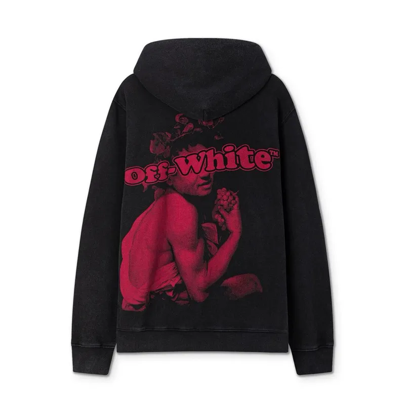 Off - White Black Washed Hoodie With Subtle Red Louis Vuittonogo #A54250