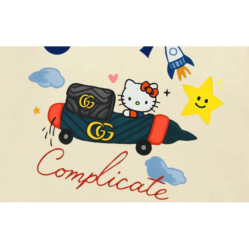 Gucci Cream Long - Sleeve Shirt With Hello Kitty Rocket And Brand Elements #A54299