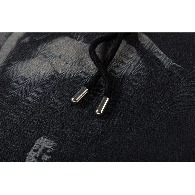 Off - White Black Hoodie With Artistic Graphic Print And Branded Details #A54245