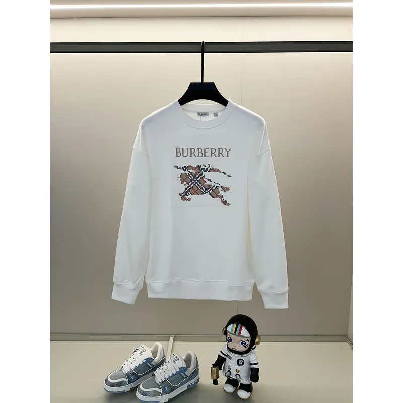 Burberry White/Black Sweatshirt With Classic Equestrian Knight Logo And Brand Name #A54394