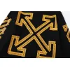 Off-White Black Hoodie With Signature Yellow Diagonal Arrow Print And Brand Detailing #A54327