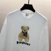 Black/White Sweatshirt With Cute Teddy Bear And Burberry - Inspired Scarf Design #A54392