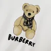 Black/White Sweatshirt With Cute Teddy Bear And Burberry - Inspired Scarf Design #A54392