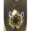 Balmain Paris White/Black T Shirt with Gold Chain and Blue Ribbon Circular Graphic Design for Men #A54257