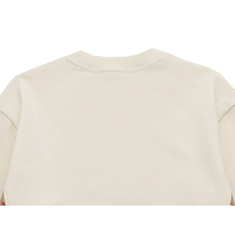 Burberry Inspired Beige/Black Sweatshirt With Signature Check Pattern Panels #A54280