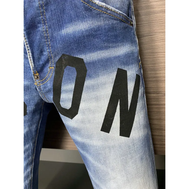 2025 DSQ2 Mens Denim Jeans  Bold ICON Print with Faded Wash for Trend - Setting Gentlemen #A54903