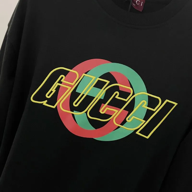 Gucci Black Sweatshirt With Vibrant Colorful Interlocking G Logo And Louis Vuittonettering #A54419