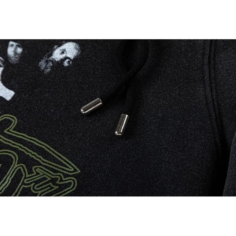 Off - White Black Hoodie With Artistic Graphic Print And Brand Elements #A54247