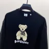 Black/White Sweatshirt With Cute Teddy Bear And Burberry - Inspired Scarf Design #A54392