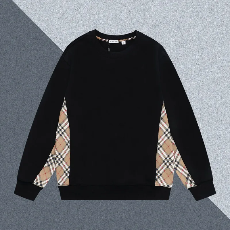 Burberry Inspired Beige/Black Sweatshirt With Signature Check Pattern Panels #A54280