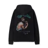 Off-White Black Hoodie with Blue Green Glitter Logo and Front Pocket for Men and Women #A54251