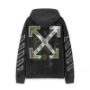 Off - White Washed Black Hoodie With Signature Diagonal Stripes And OFF Logo #A54329 Off - White Washed Black Hoodie With Signature Diagonal Stripes And OFF Logo #A54329