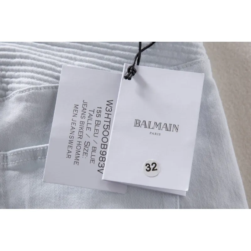 BALMAIN Mens White Long Jean #974812