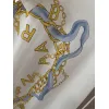 Balmain Paris White/Black T Shirt with Gold Chain and Blue Ribbon Circular Graphic Design for Men #A54257