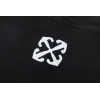 Off - White Washed Black Hoodie With Artistic Religious Print And OFF Logo #A54330