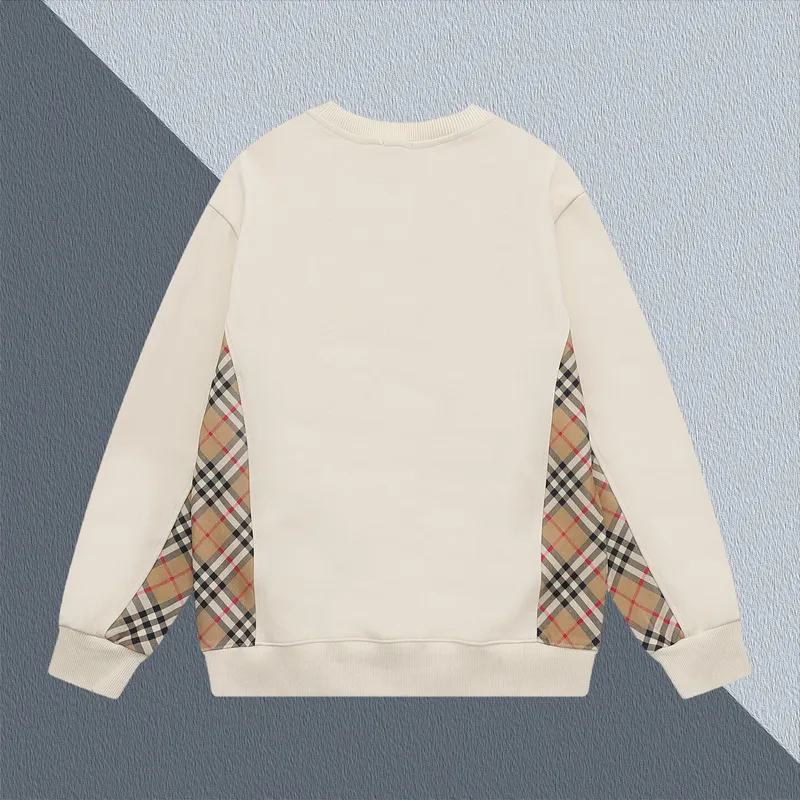 Burberry Inspired Beige/Black Sweatshirt With Signature Check Pattern Panels #A54280