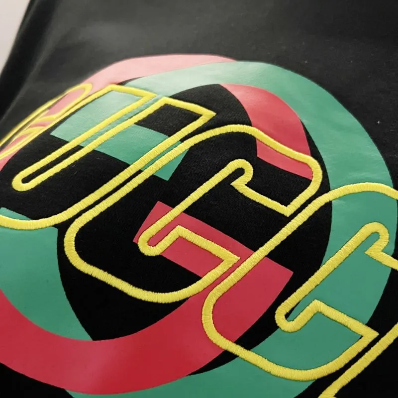 Gucci Black Sweatshirt With Vibrant Colorful Interlocking G Logo And Louis Vuittonettering #A54419