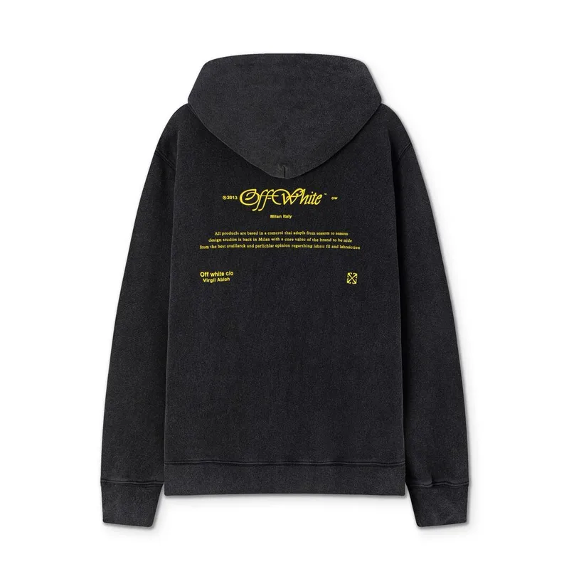 Off - White Black Washed Hoodie With Vintage Art Graphic And Louis Vuittonogo #A54246