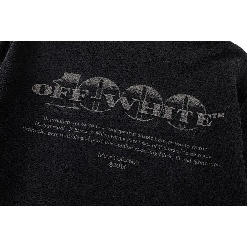 Off - White Black Hoodie With Artistic Graphic Print And Branded Details #A54245