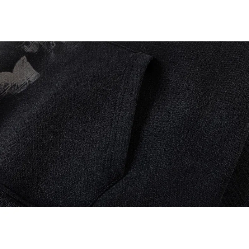 Off - White Black Hoodie With Artistic Graphic Print And Branded Details #A54245