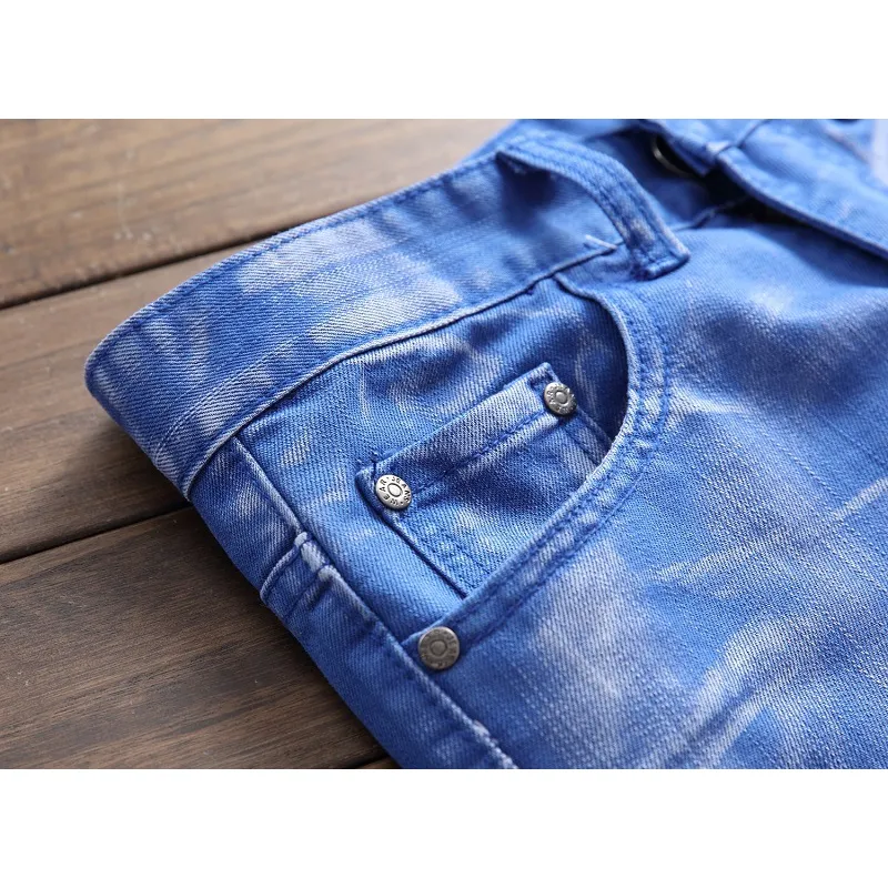 Nostalgic ripped motorcycle jeans Jeans for Mens Long Jeans #99905851
