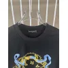 Balmain Paris White/Black T Shirt with Gold Chain and Blue Ribbon Circular Graphic Design for Men #A54257