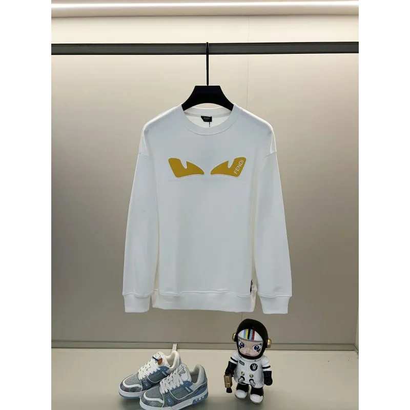 Fendi Black Sweatshirt With Iconic Yellow Monster Eye And Louis Vuittonogo Design #A54421