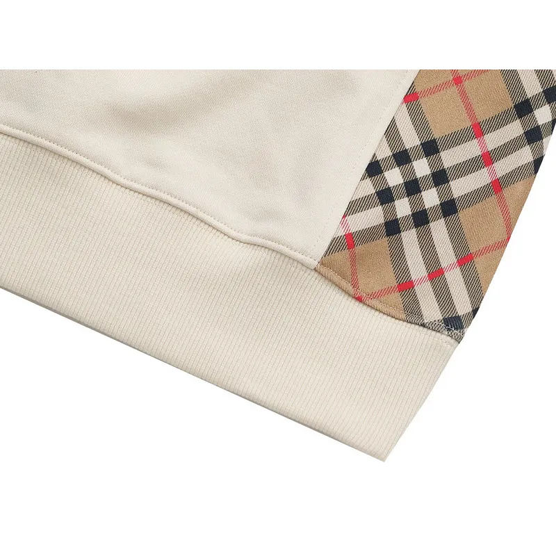 Burberry Inspired Beige/Black Sweatshirt With Signature Check Pattern Panels #A54280