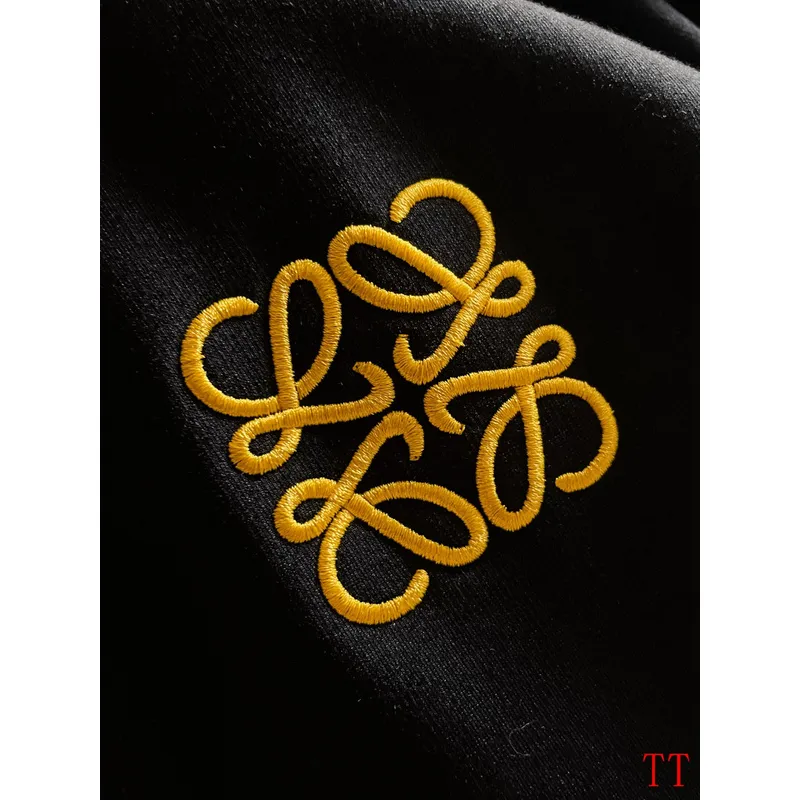 Loewe Inspired Black Tracksuit Set with Gold Accents #A54388