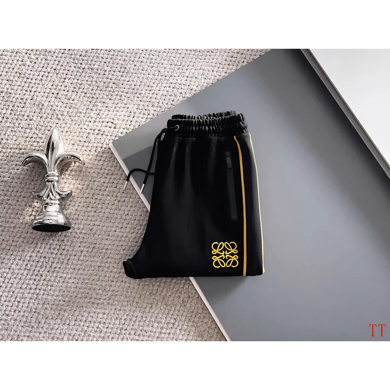 Loewe Inspired Black Tracksuit Set with Gold Accents #A54388
