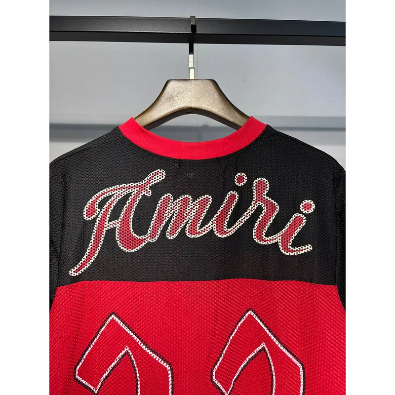 Amiri Red and Black Number 22 Mesh Jersey and Shorts Two Piece Set for Men #A54243