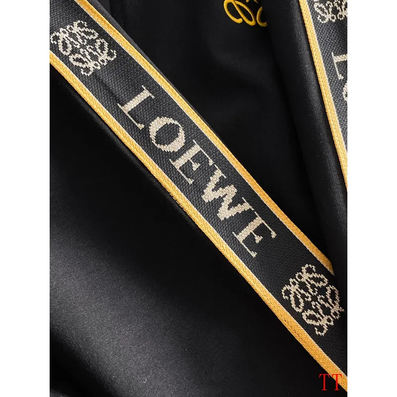 Loewe Inspired Black Tracksuit Set with Gold Accents #A54388