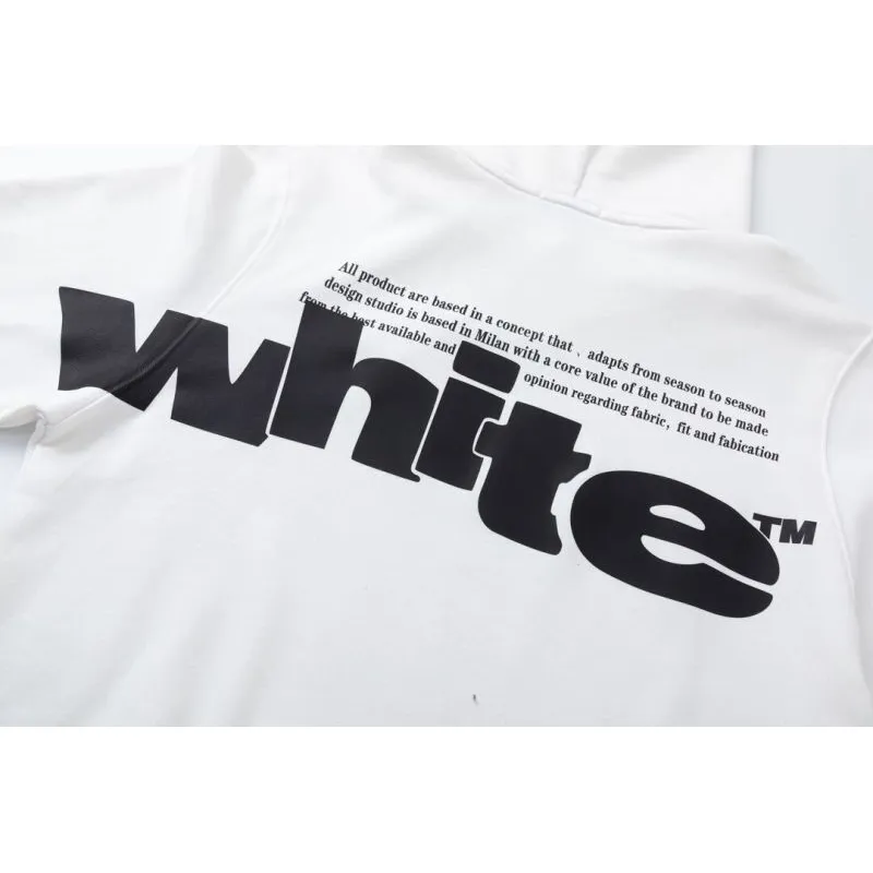 Off - White White Hoodie With Bold Black Logo Print for Trendy Outfits #A54450 Off - White White Hoodie With Bold Black Logo Print for Trendy Outfits #A54450
