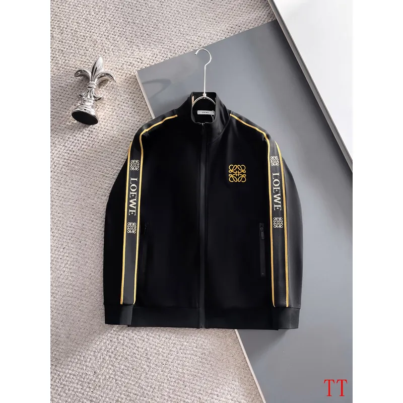 Loewe Inspired Black Tracksuit Set with Gold Accents #A54388