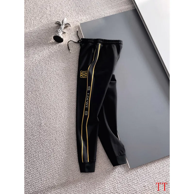 Loewe Inspired Black Tracksuit Set with Gold Accents #A54388