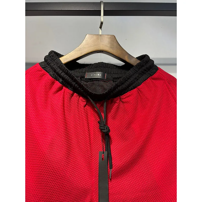 Amiri Red and Black Number 22 Mesh Jersey and Shorts Two Piece Set for Men #A54243