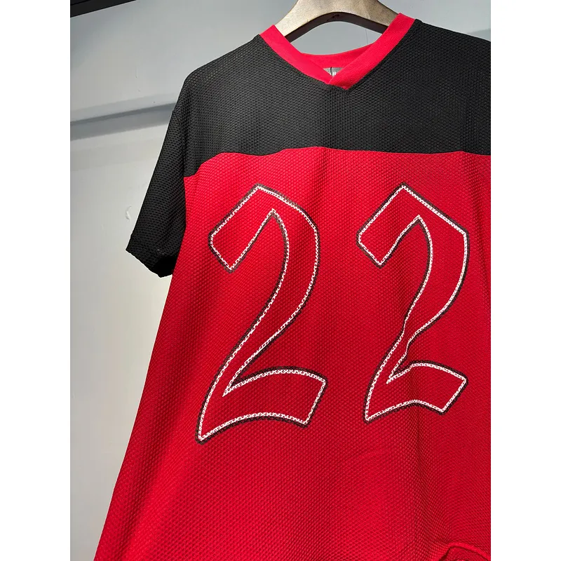 Amiri Red and Black Number 22 Mesh Jersey and Shorts Two Piece Set for Men #A54243