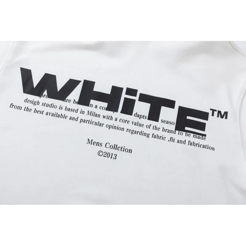 Off - White White Hoodie With Bold Back Text And Brand Story Print #A54453