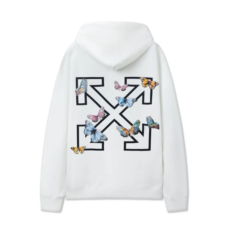 Off - White Black Hoodie With Colorful Butterfly And Arrow Graphic #A54447
