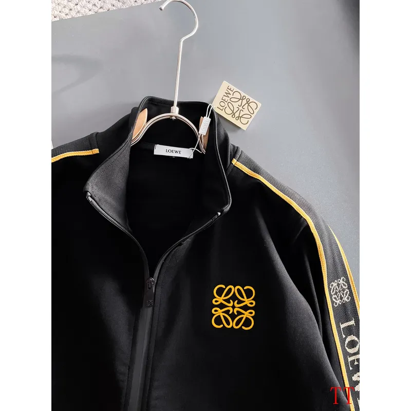 Loewe Inspired Black Tracksuit Set with Gold Accents #A54388