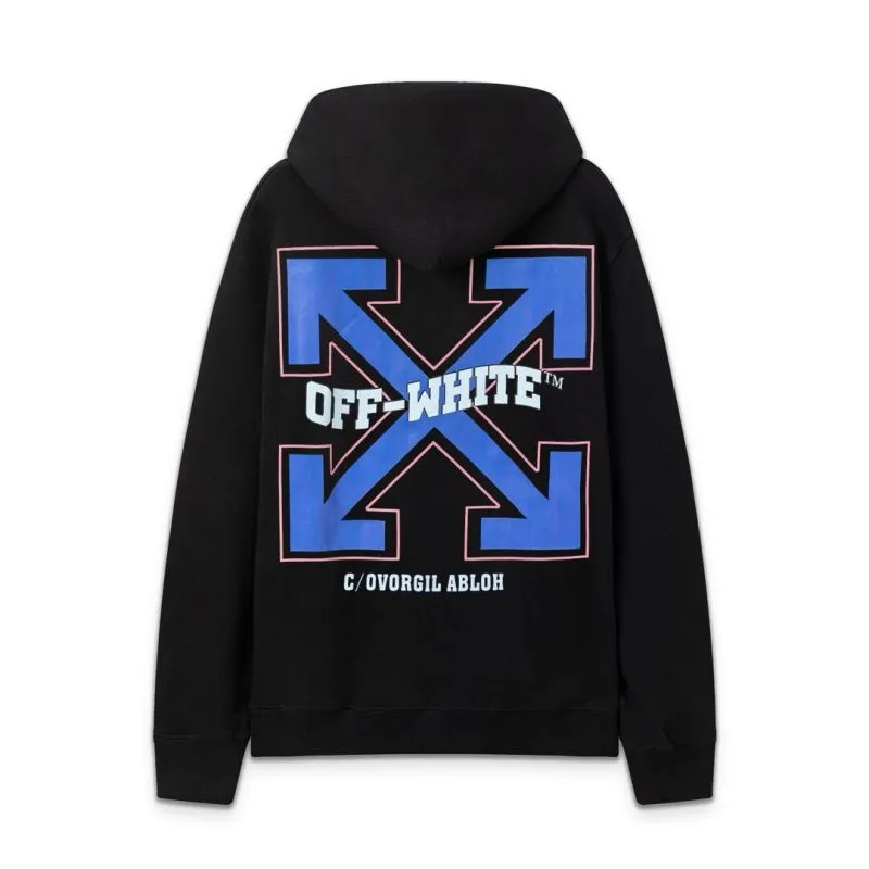 Off - White Black Hoodie With Colorful Embroidered Logo for Streetwear Fans #A54451