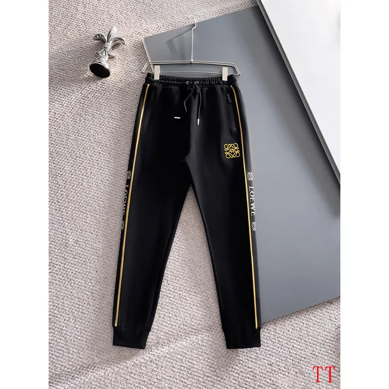 Loewe Inspired Black Tracksuit Set with Gold Accents #A54388