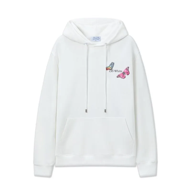 Off - White Black Hoodie With Colorful Butterfly And Arrow Graphic #A54447
