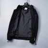 Burberry Mens Black Hooded Windbreaker Jacket with Brand Emblem #A54306
