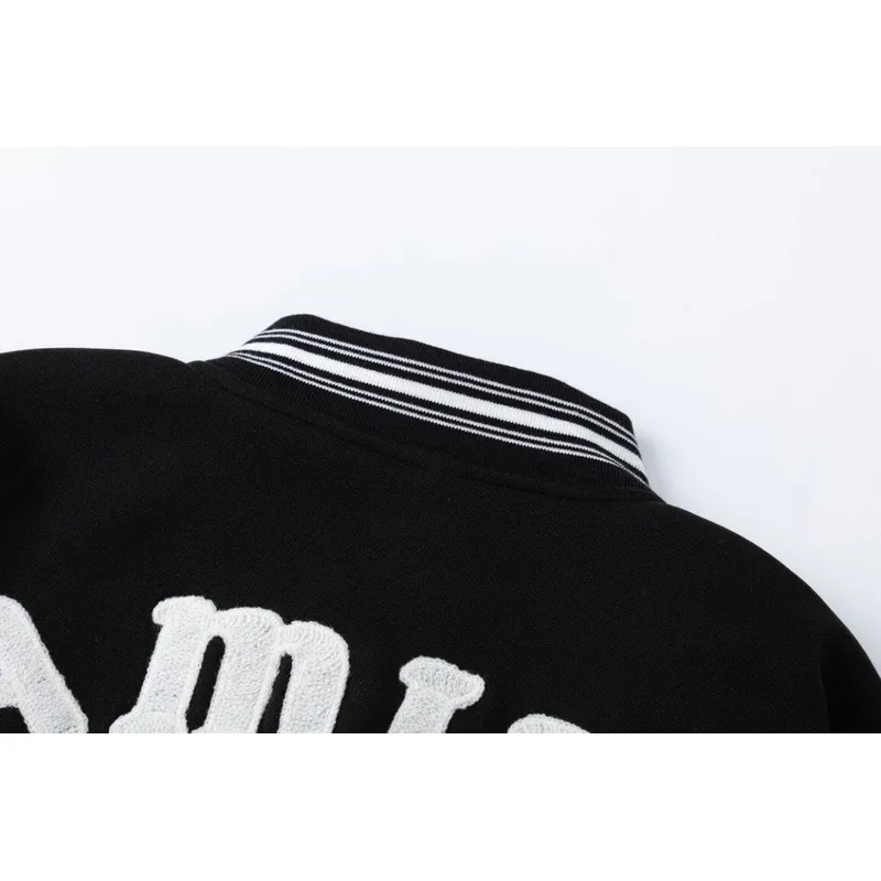 AMIRI Black And White Varsity Jacket With Hollywood Embroidered Logo For Trendy Streetwear #A54285