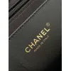 Chanel Black Felt Tote Quilted  Soft Textured  Calfskin Handle Metallic Chain #A60144
